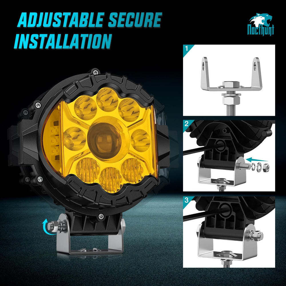 Nilight 7 Inch LED Offroad Driving Lights 2PCS 80W Amber Side Shooter Pods
