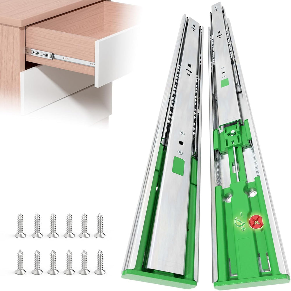 5 Pairs 22 Inch Full Extension 3-Fold Adjustable Drawer Slides Soft Close