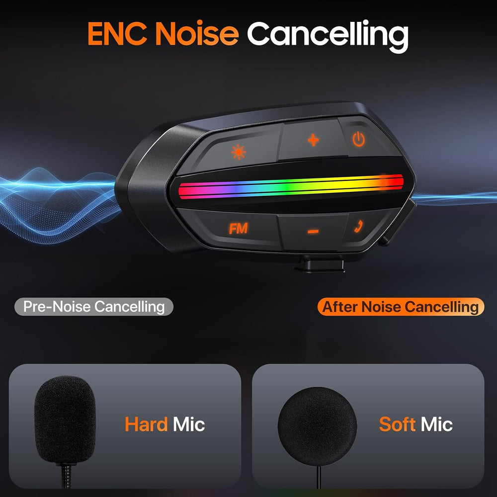 Motorcycle Bluetooth Headset V5.3, Noise Cancelling Helmet Speakers with High...