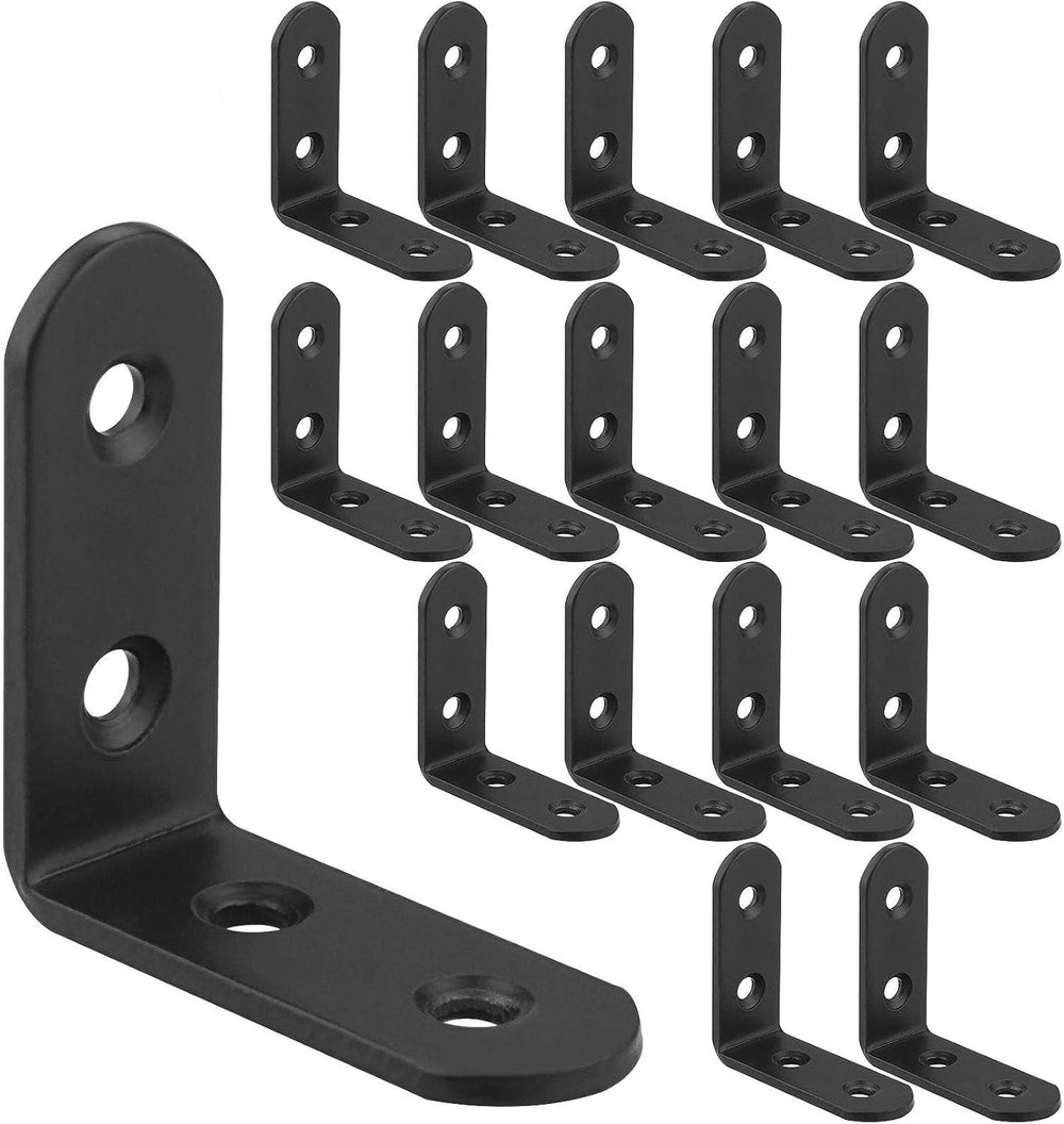60Pcs Black Corner Bracket, 2”x2” Heavy Duty Black Corner Brace, 3MM Thicknes...