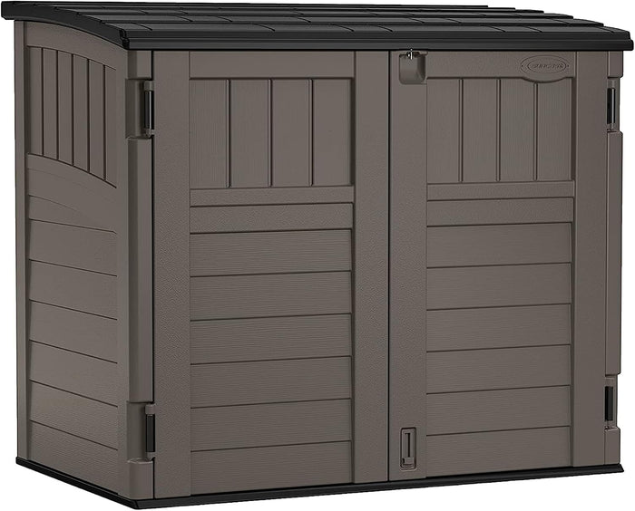 Suncast 34 Cu Ft Horizontal Storage Shed, Resin, Lockable, Stoney Black