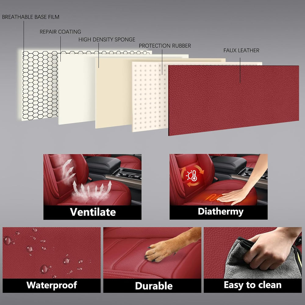 Full Coverage Faux Leather Car Seat Covers Full Set,Automotive Seat Covers fo...