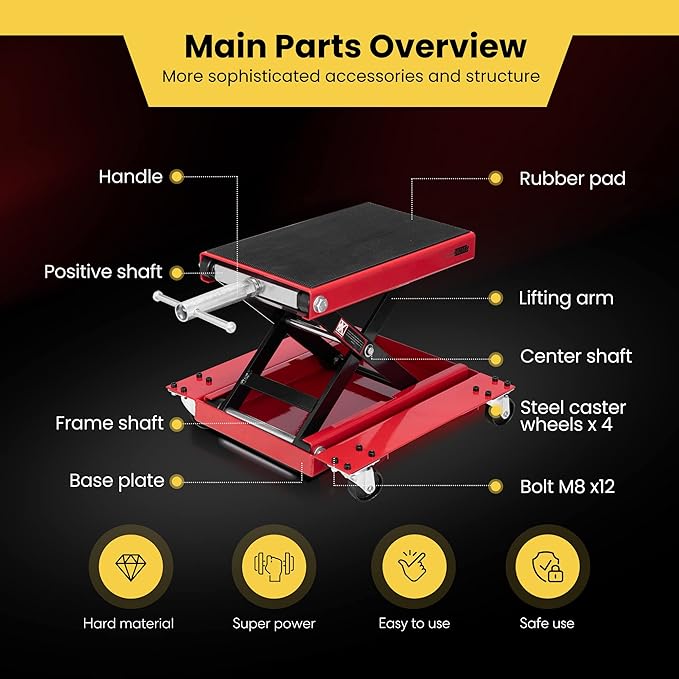 VIVOHOME 1100 Lbs Steel Wide Deck Motorcycle Lift ATV Scissor Lift Jack
