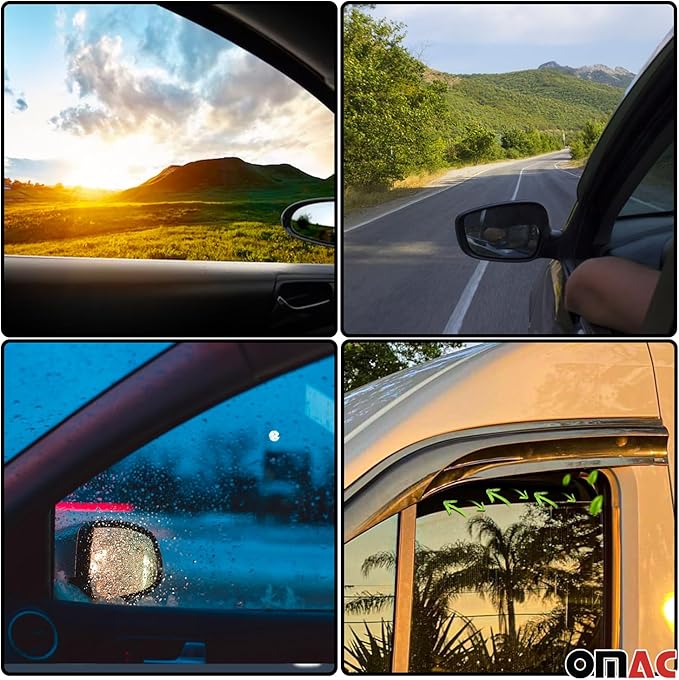 OMAC Window Visor Vent Rain Guard Deflector (2 Pcs)