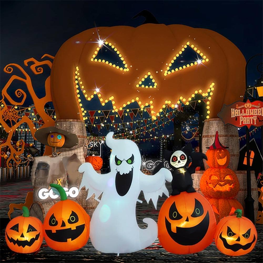 HZGDEJTG 8ft Bat Pumpkin Row Stand Halloween Inflatable Outdoor Decoration, Y...