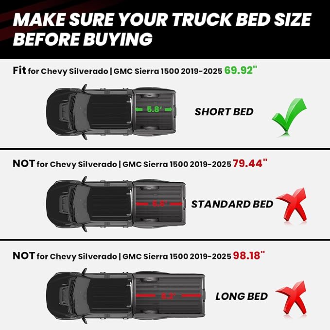 LASFIT Truck Bed Mat 2019-2025 for Chevrolet Chevy Silverado 1500 | GMC Sierra