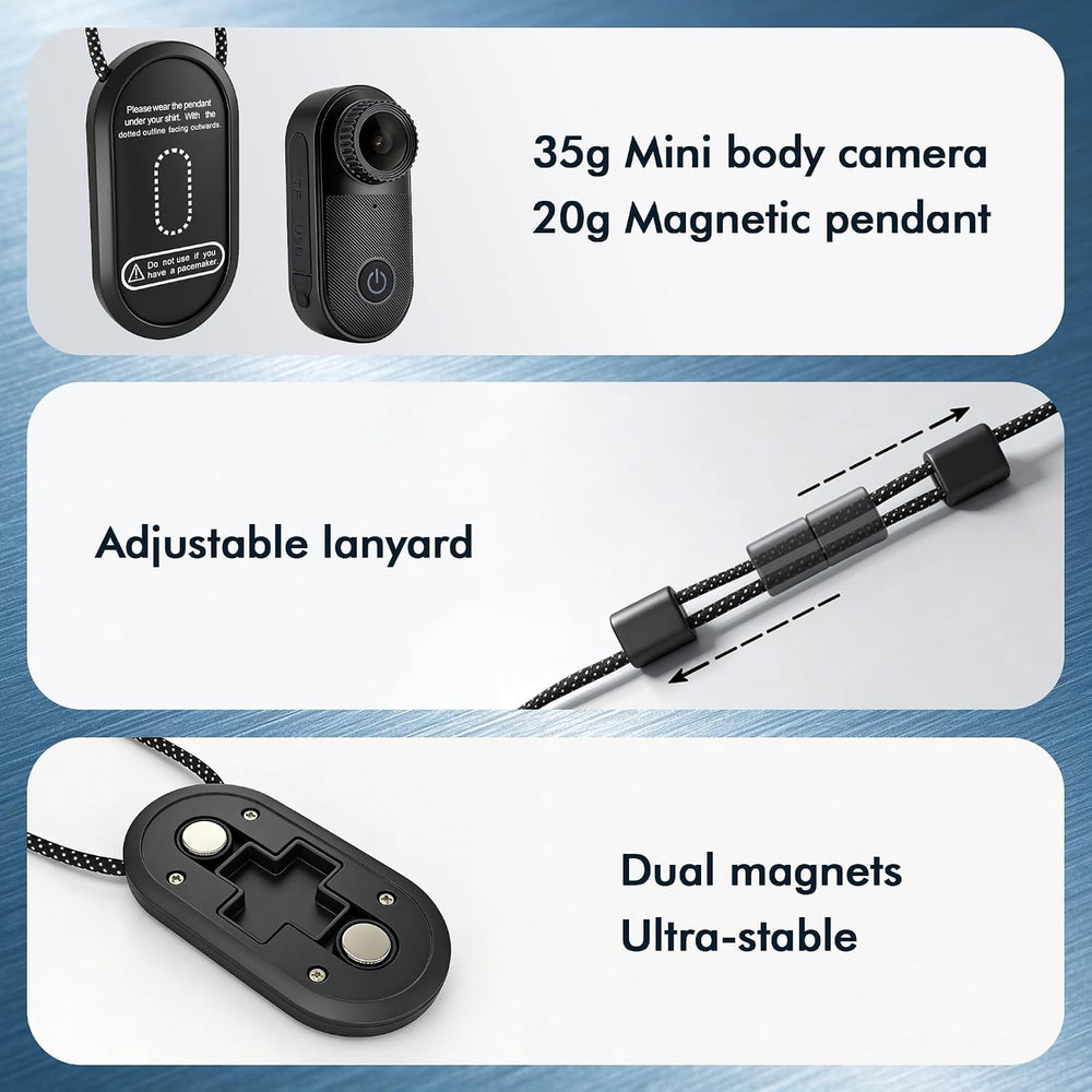 Mini Body Camera, Audio and Video Recording for Vlogging, Ink