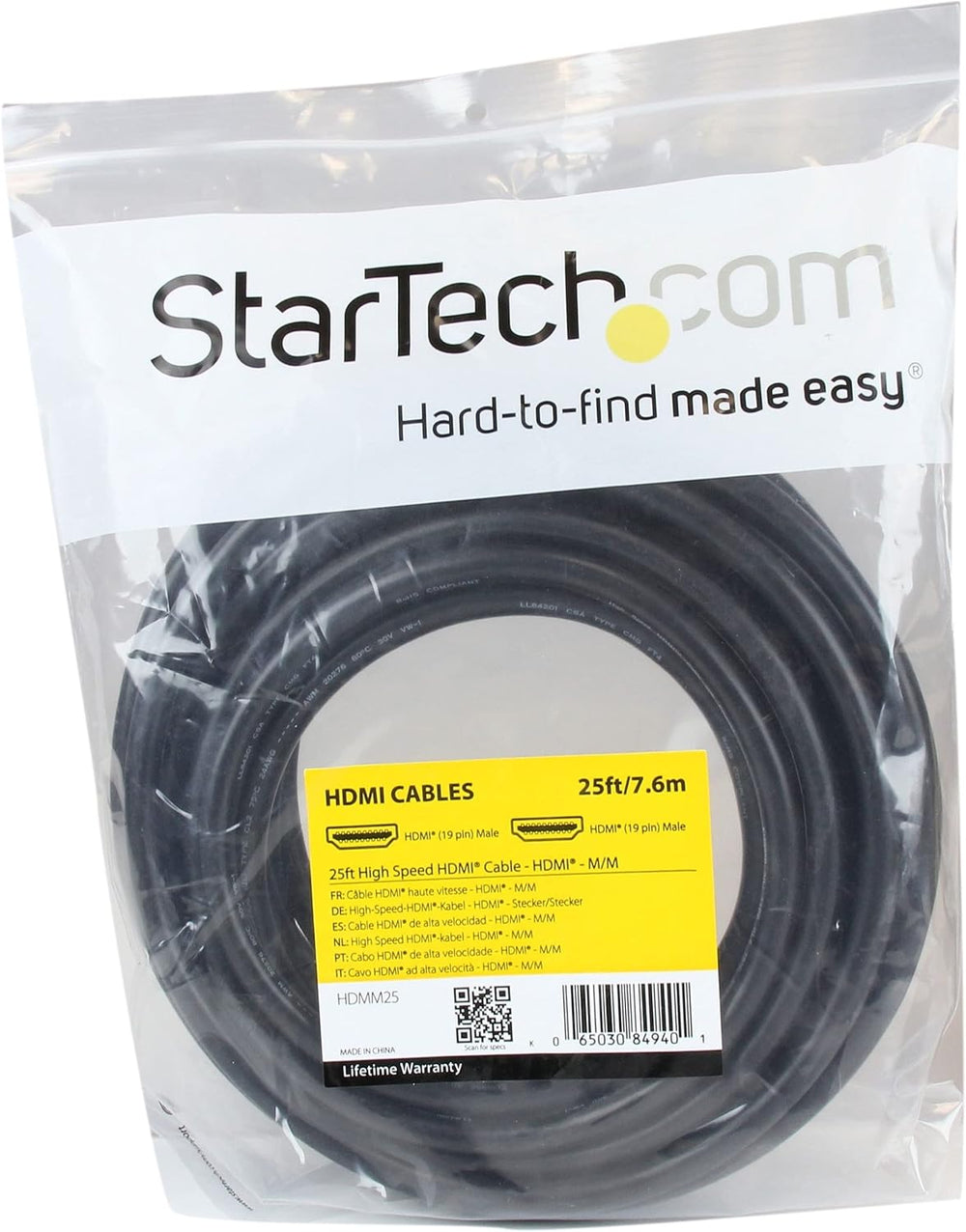 StarTech.com 25 ft High Speed HDMI Cable Ultra HD 4k x 2k HDMI Cable HDMI to ...