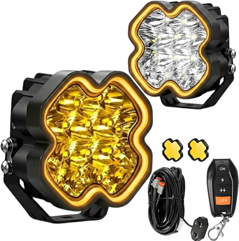 4 Inch 100W LED Pod Lights Amber DRL Clover Series Off Road Light Pods