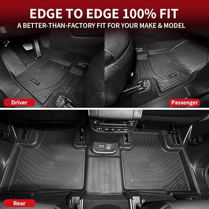 LASFIT Floor Mats for Toyota Highlander 2020-2025 8-seat All Weather TPE Custom