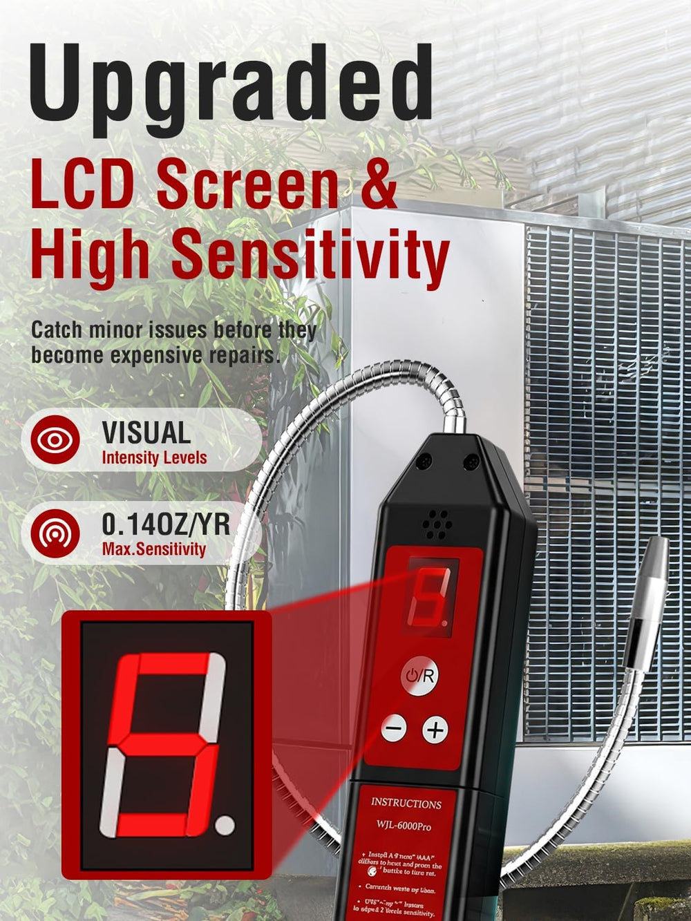 WJL-6000PRO Refrigerant Leak Detector with UV & LED Light for HVAC