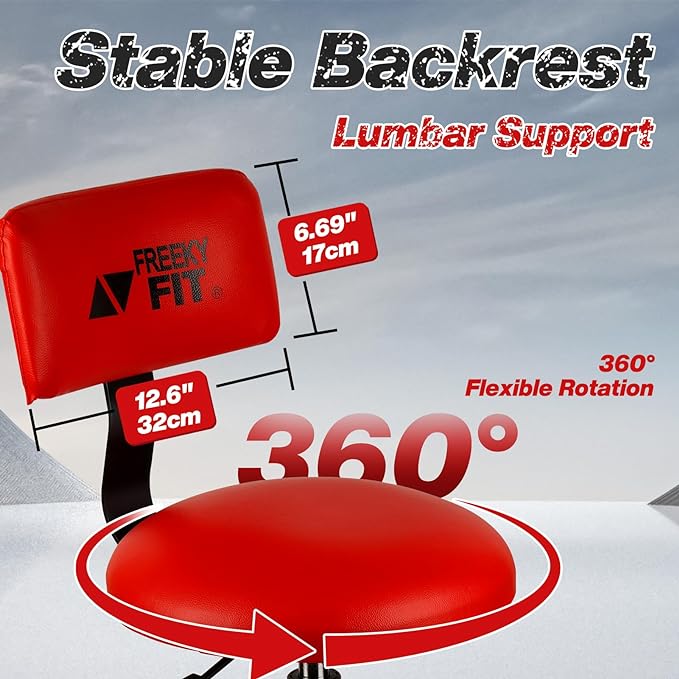 Shop Stool with Backrest, Mechanic Garage Stool