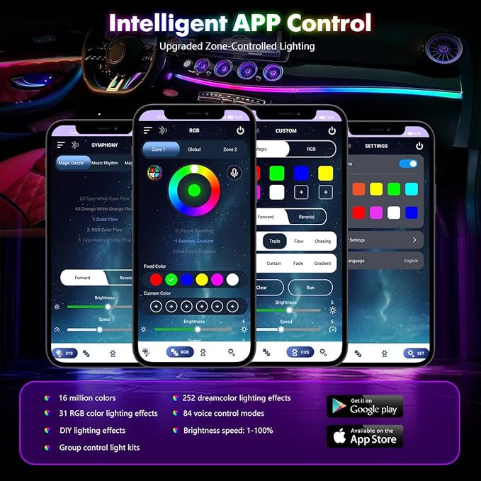 New Version Dreamcolor Acrylic Car Interior Lights 18 in 1 RGB Car Ambient