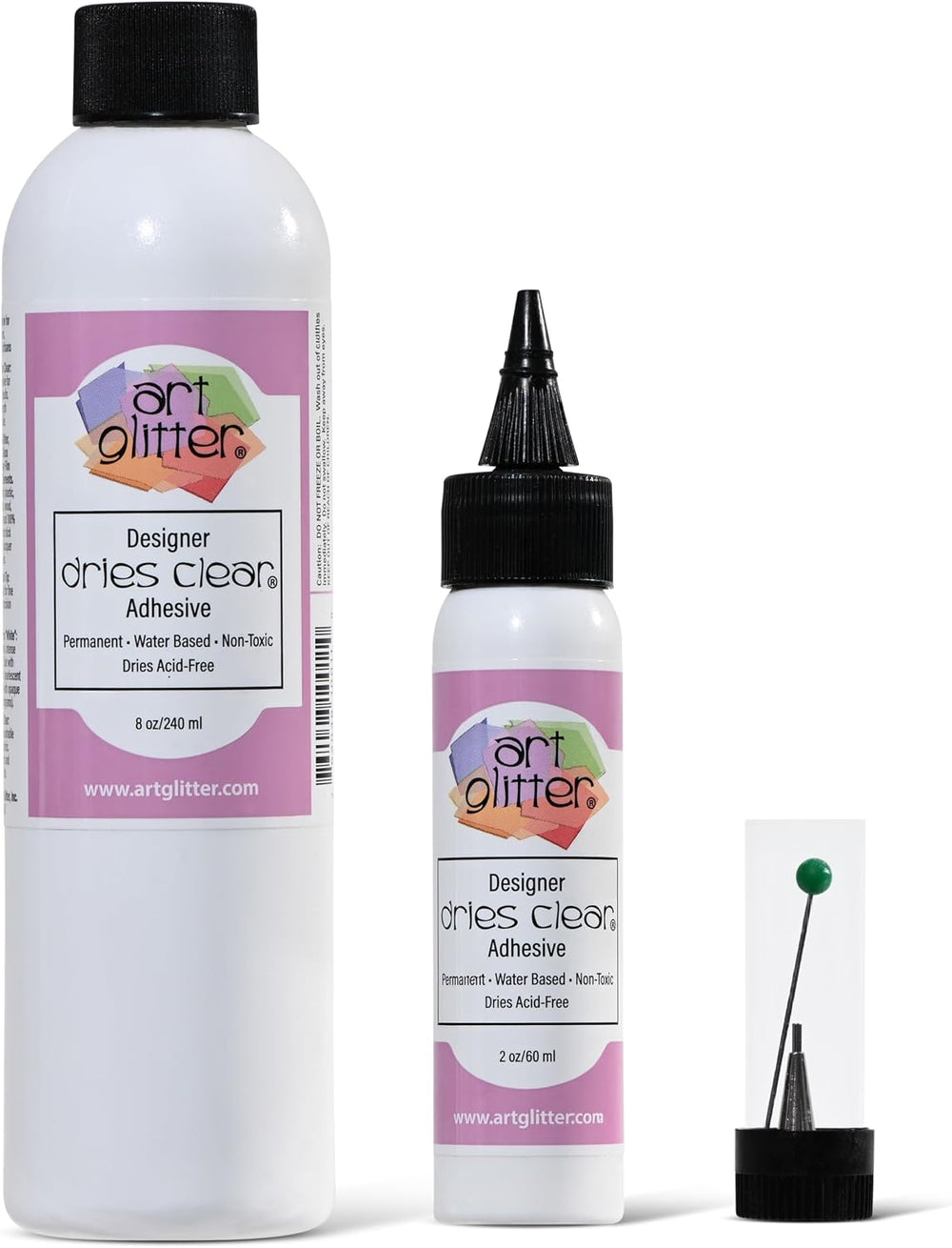 Art Institute Glitter Dries Clear Glue Kit, 8oz & 2oz with Metal Tip &...