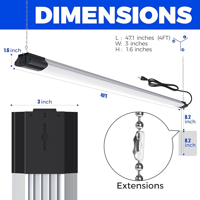 Barrina BS84 LED Shop Lights for Workshop 4FT, 6500K Utility Shop Lights (6 P...