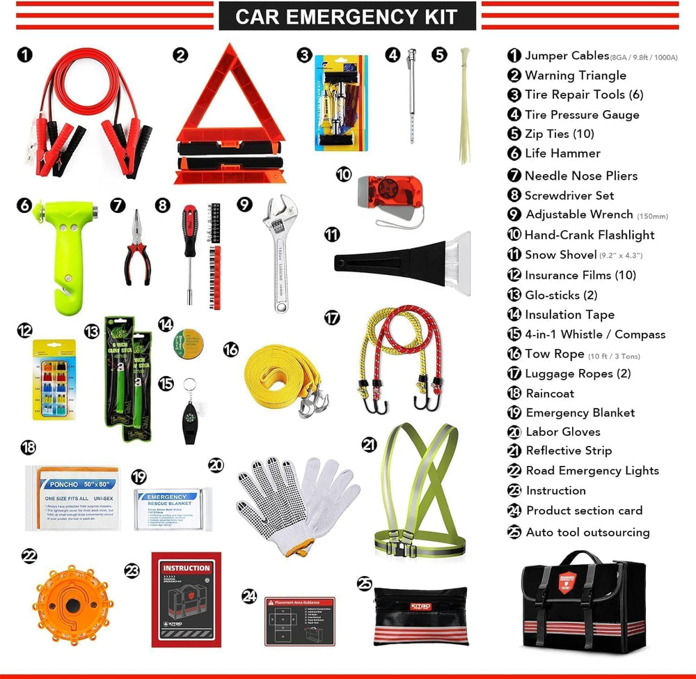 Car Emergency Kit (126 Piece),Gift for Father Women Friend, Premium Roadside ...