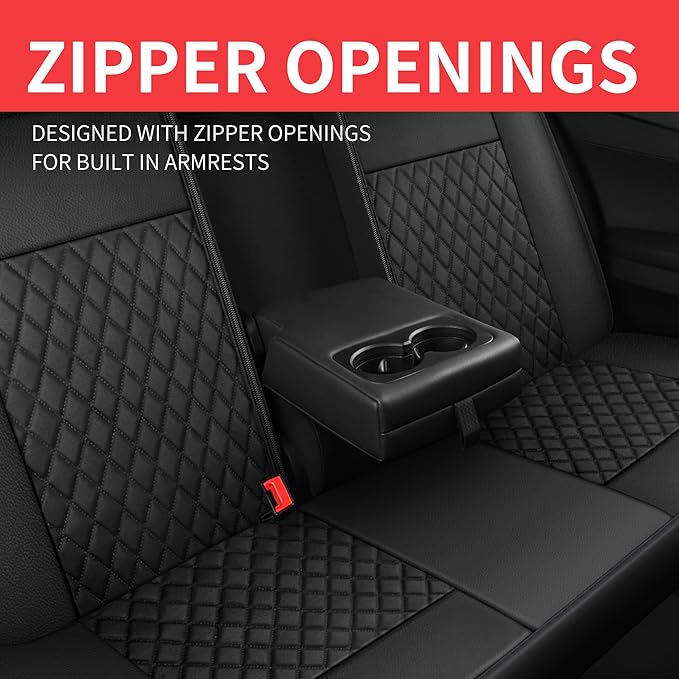 Leather Car Seat Covers, Breathable and Waterproof Seat Cover Full Set