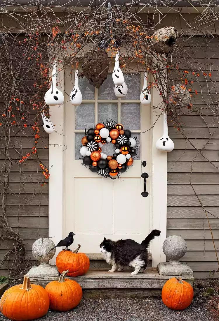 Halloween Ball Wreath 13" Xmas Wreaths Ornaments Glitter Thicken Shatter...