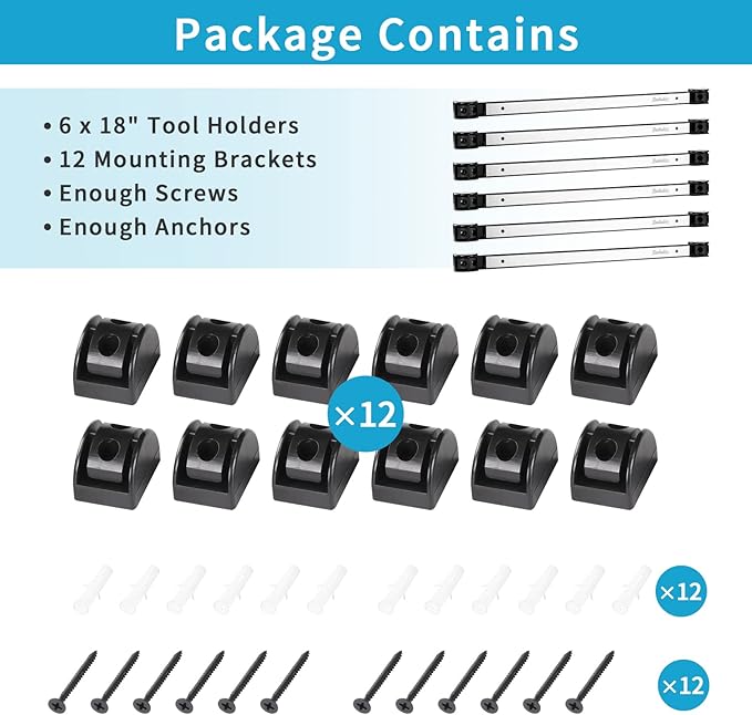 6 Pieces 18" Magnetic Tool Holder Strip, Stainless Steel Surface Tool Ma...