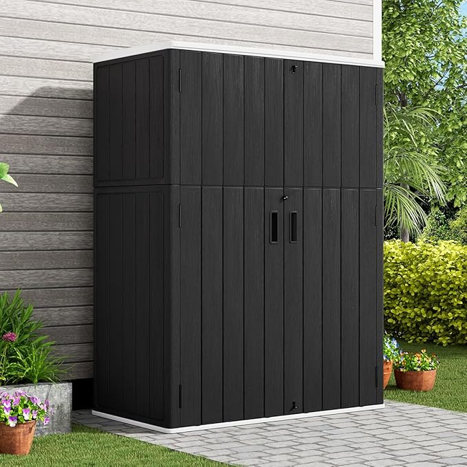 KINYING Outdoor Vertical Storage Shed, 57 Cu.ft Outdoor Storage Cabinet