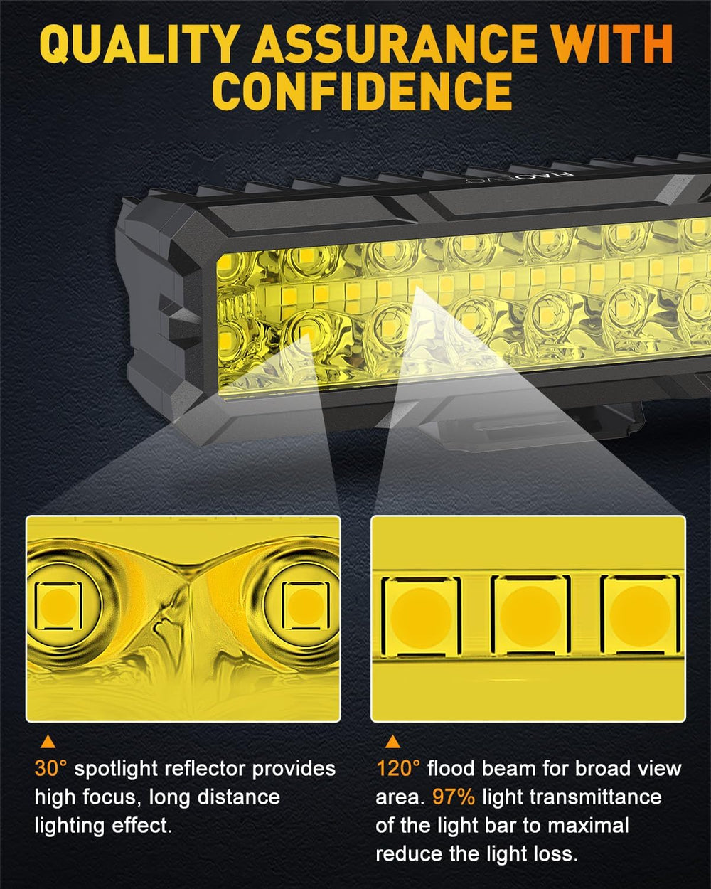 NAOEVO 6 Inch Yellow LED Light Bar, 50W 4000LM LED Fog Lights, Yellow