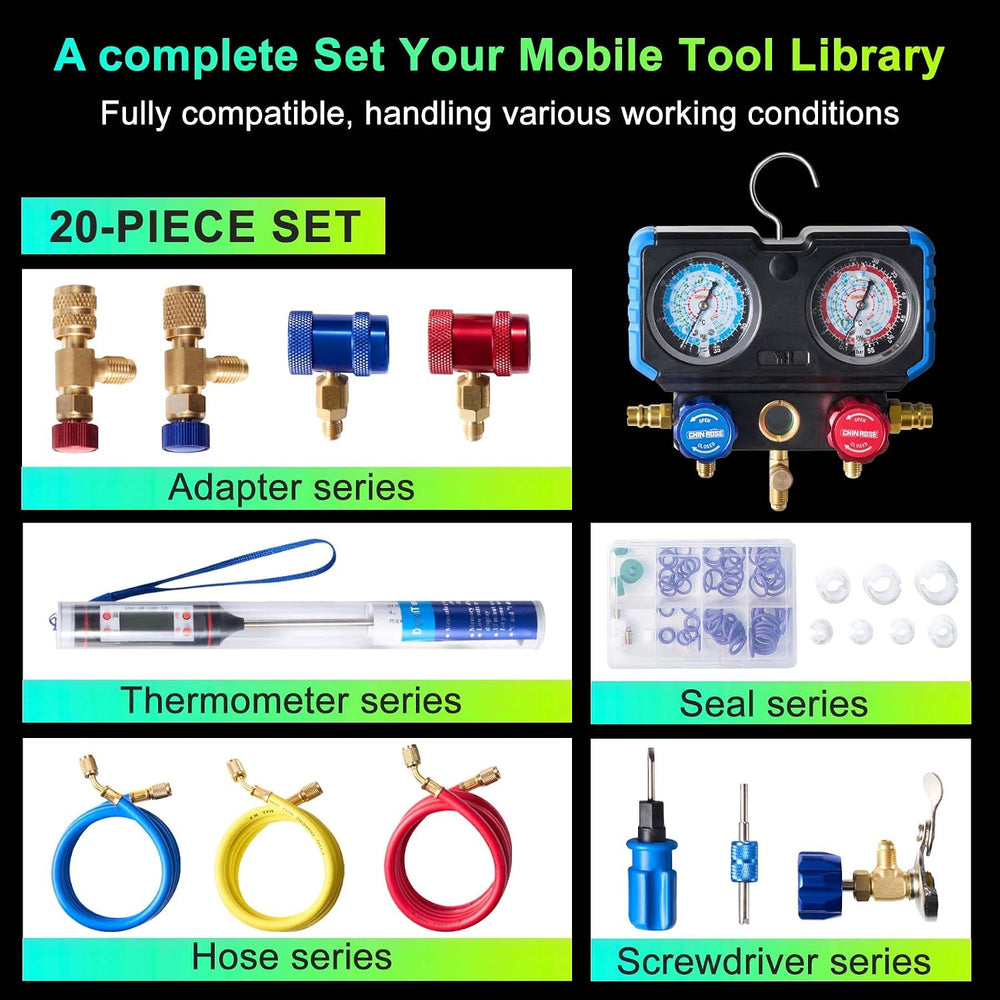 4 Way Ac Manifold Gauge Set, for R410A R134a R1234yf AC Repair