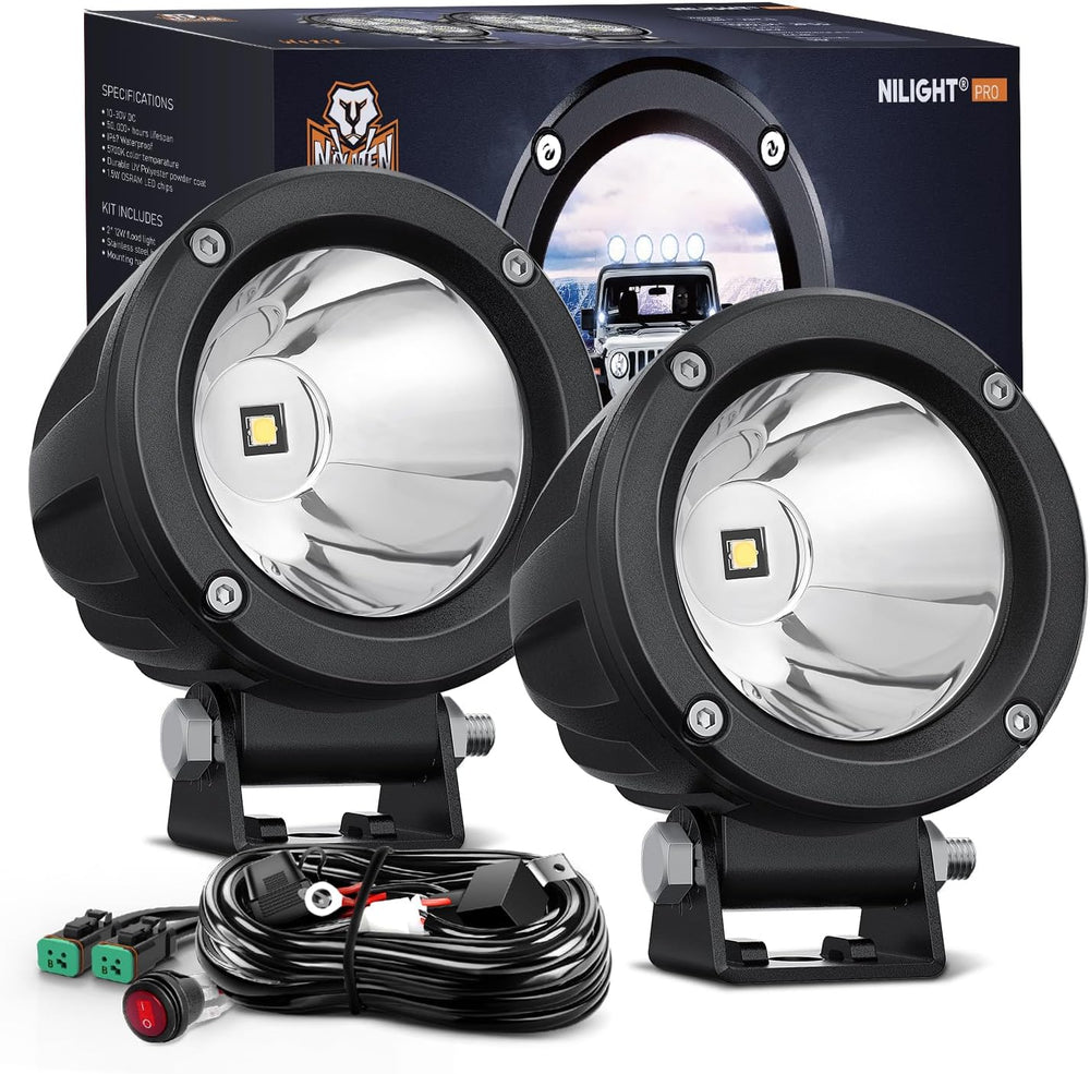 Nilight 2 PCS 3" Spot Round LED Light Pods