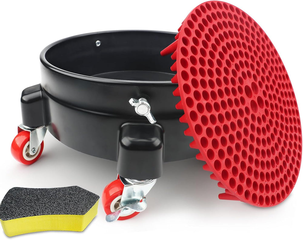Bucket Dolly 5 Gallon with Wheels,360°Rolling Car Wash Bucket Roller | For 2....