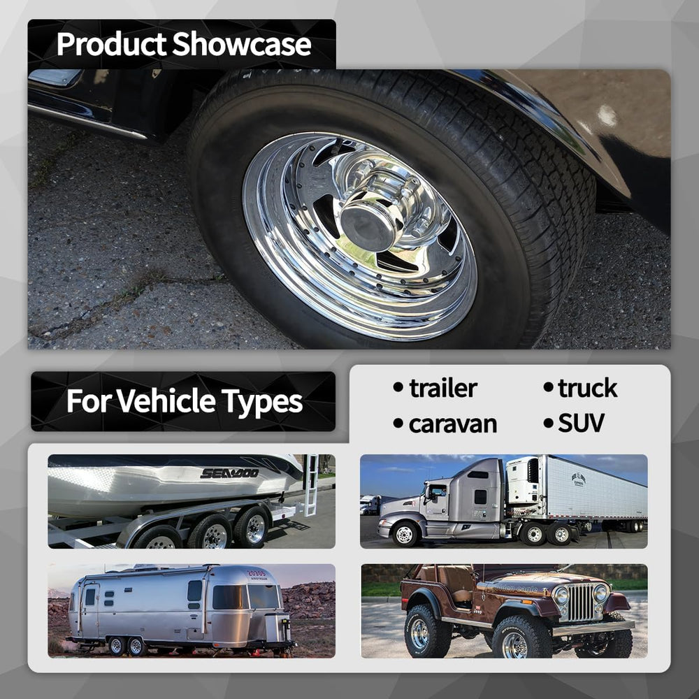 4Pcs 3.31inch Stainless Trailer Wheel Center Caps Push Through 3.31" Bor...