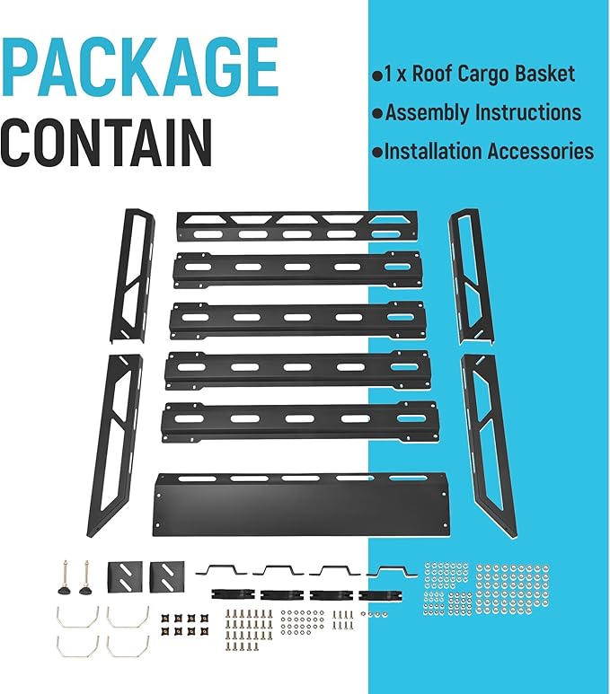 ECOTRIC 50" x 39" x 4.75" Roof Rack Cargo Basket W/Cross Bars Fit