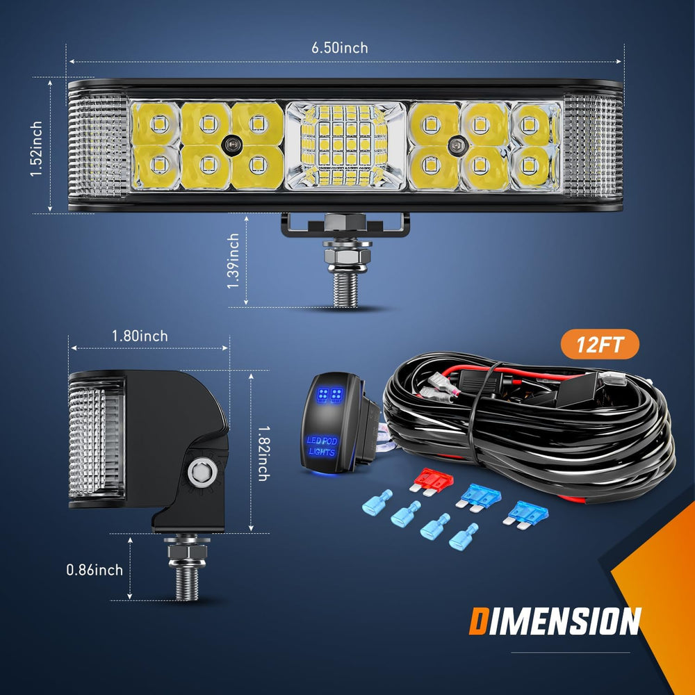 Nilight Side Shooter LED Lights 2PCS 6.5 Inch with Wiring Kit for Truck SUV
