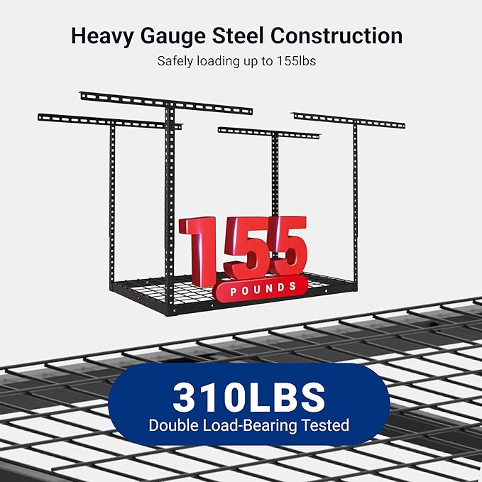 FLEXIMOUNTS 2x3FT Garage Storage Rack Overhead, Adjustable Ceiling Storage Racks