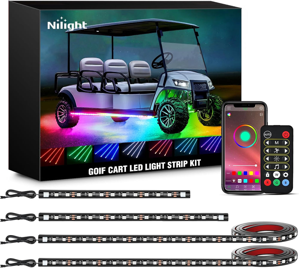 Nilight 4PCS Golf Cart Underglow LED Light Strip Dream Color Multi-Mode Neon ...