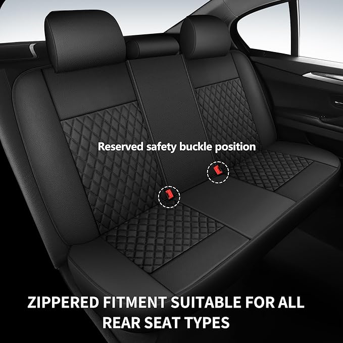 Leather Car Seat Covers, Breathable and Waterproof Seat Cover Full Set