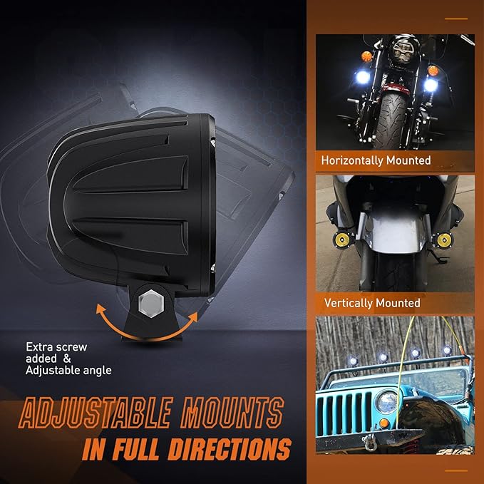 Nilight Motorcycle LED Pods 2 PCS 3 Inch Spot Round Offroad Fog Light 1065LM