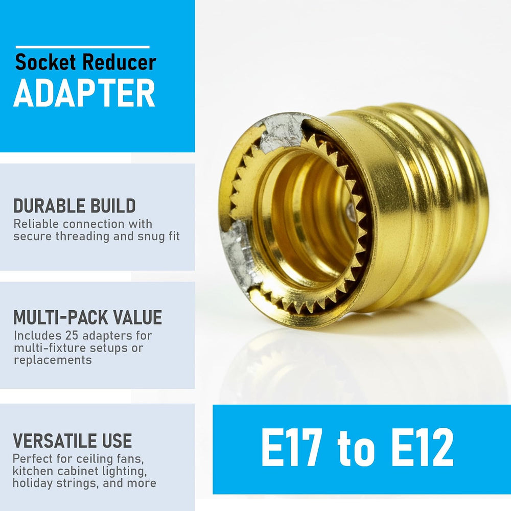 Intermediate Base (E17) to Candelabra Base (E12) Socket Reducer Adapter