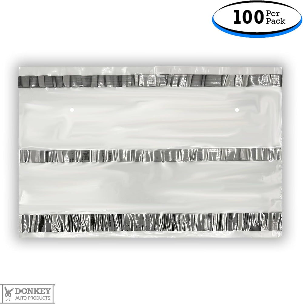 License Plate Temporary Tag Bags - Premium Plastic with Adhesive (100 per Pack)