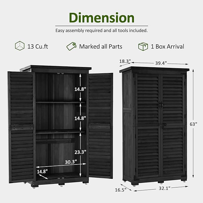 MCombo Outdoor Storage Cabinet, Garden Storage Shed, Outside Vertical Shed
