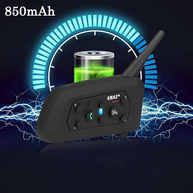 V6 Pro Motorcycle Helmet Bluetooth Intercom Headset 1200M 2 People Full Duple...