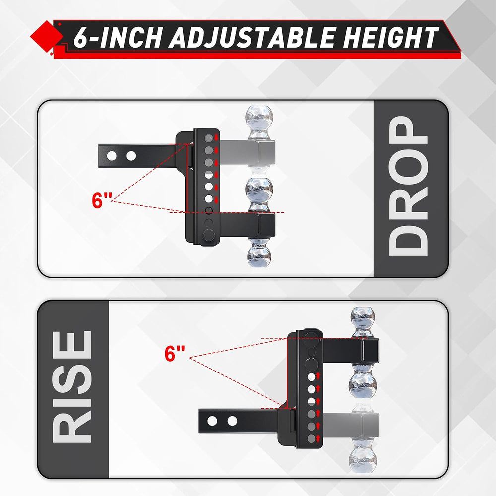 TYT Adjustable Truck Trailer Hitch for 2.5" Receiver, 6" Drop/Rise ...
