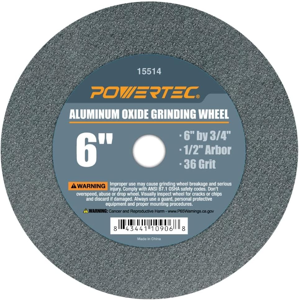 POWERTEC Bench Grinder Wheel 6 Inch 36 & 80 Grit, Aluminum Oxide Grinding...