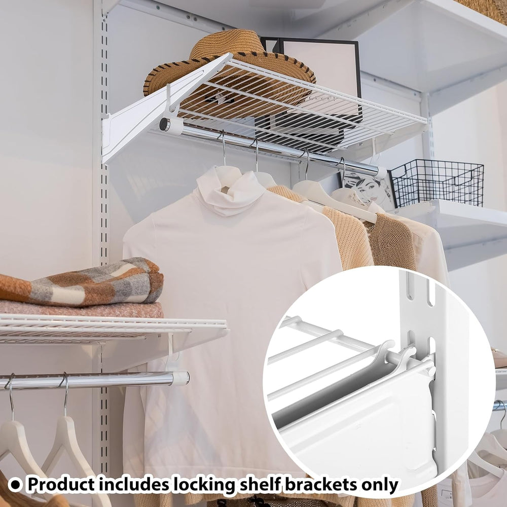 Wonderjune 12 Pcs Adjustable Locking Shelf Bracket 16 Inch Shelf Brackets Hea...
