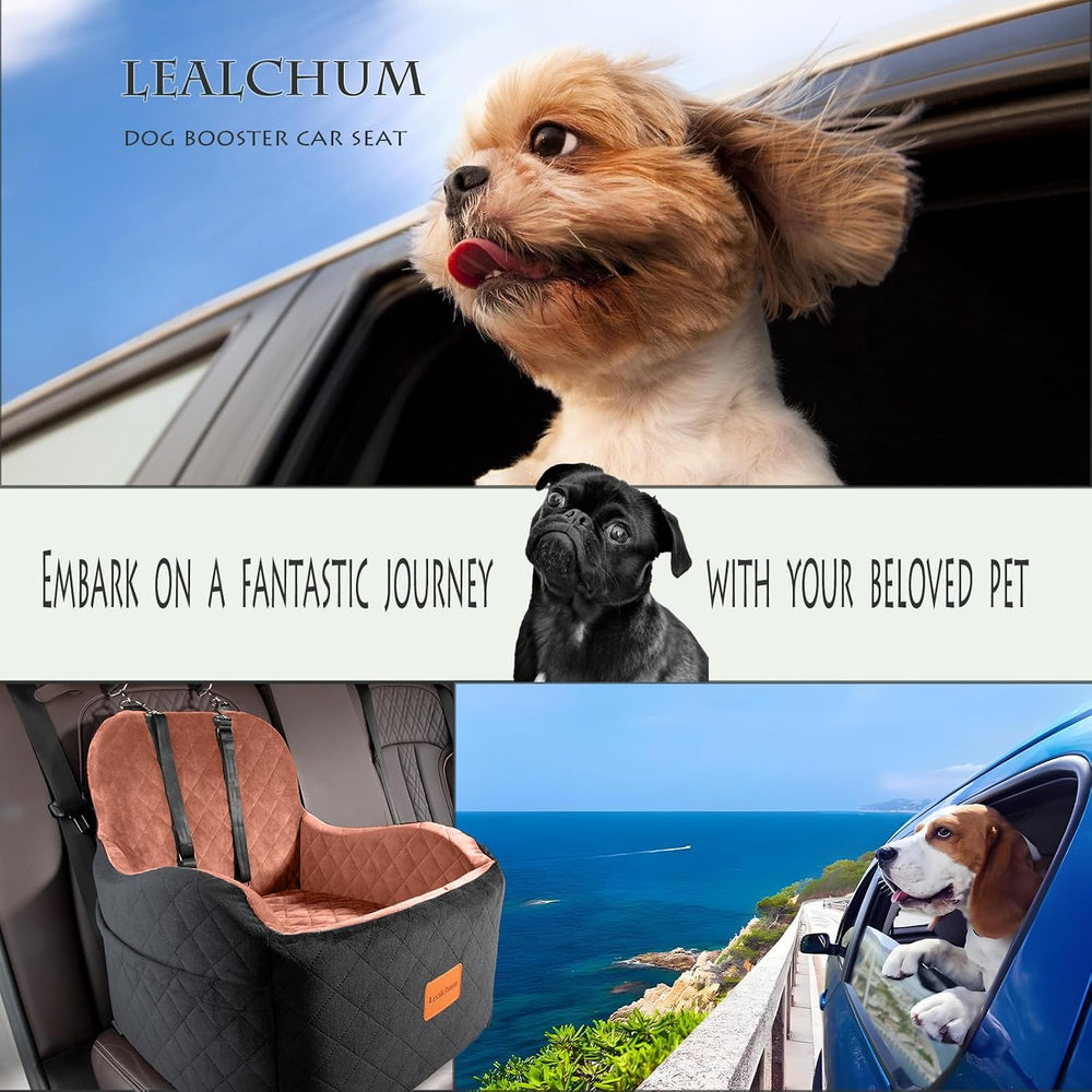 Lealchum Dog Booster Car Seat for S/M Dogs Up to 35lbs,Soft 6in Elevated Cush...