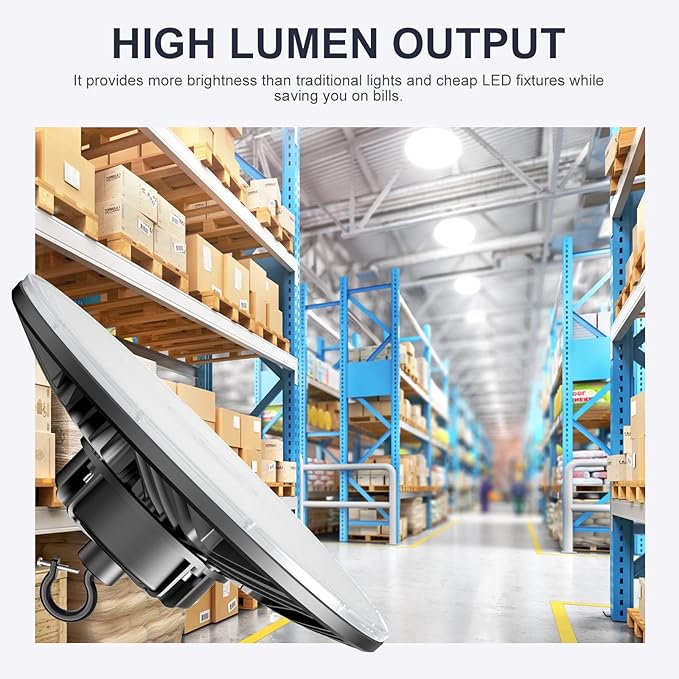 150W UFO-LED-High-Bay-Light, UL & DLC Listed 5000K Daylight 21000LM, 0-10V