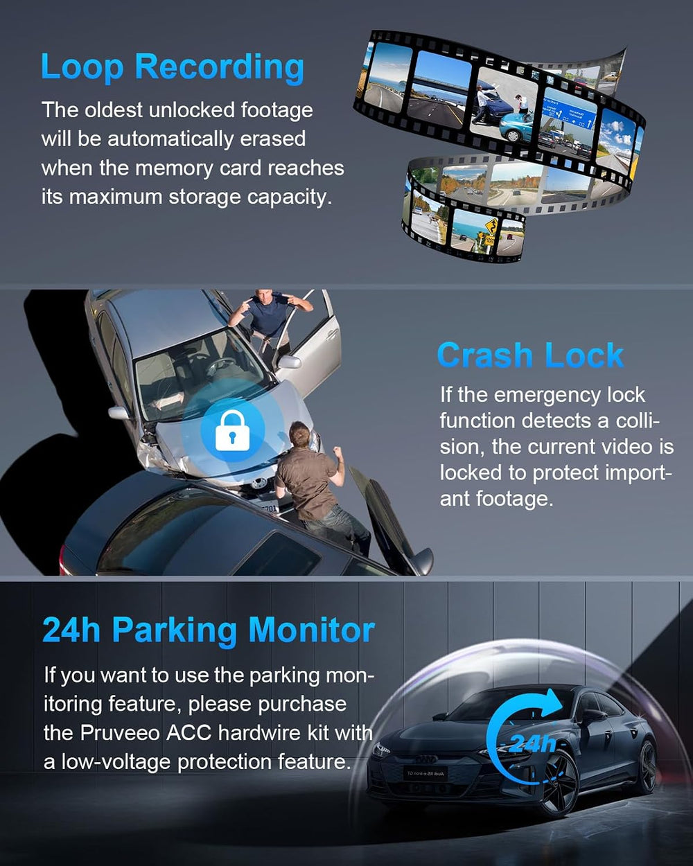 PRUVEEO 360° 4 Channel Dash Cam Front and Rear Inside Left Right, Dash Camera...