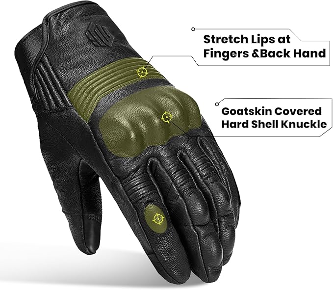 ILM Goatskin Leather Motorcycle Motorbike Powersports Racing Gloves Touchscreen