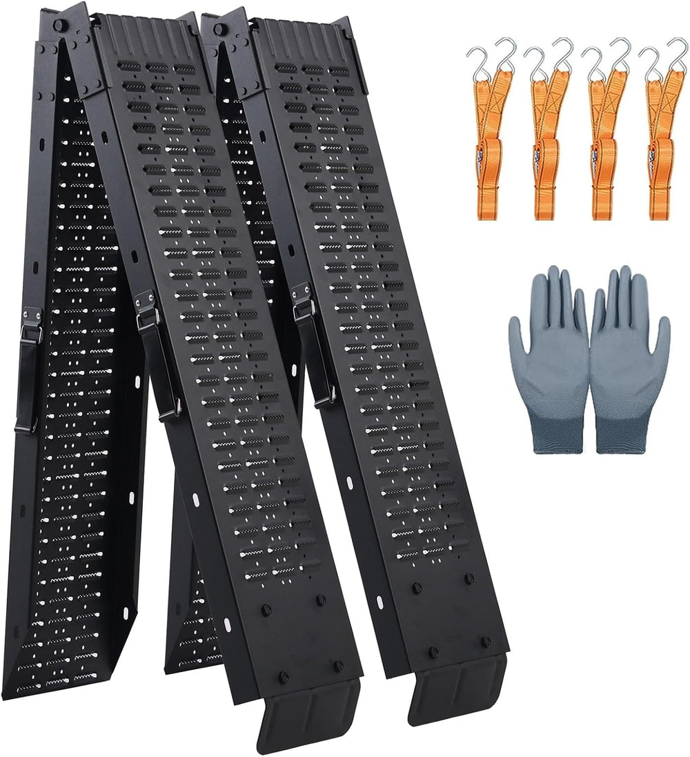 72.5" Heavy Duty Folding Loading Ramps with Sandblasted Finish, 1500lb C...