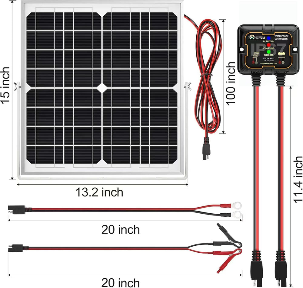 SOLPERK Solar Panel Kit, Waterproof Solar Battery Trickle Charger Maintainer ...