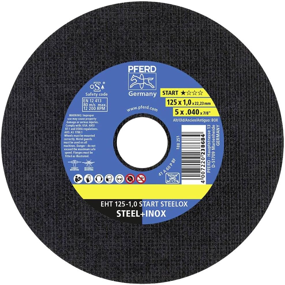 PFERD 1.0 mm Cutting Discs Box - 25 Cutting Discs 125 x 1.0 x 22.23 mm, 69120...
