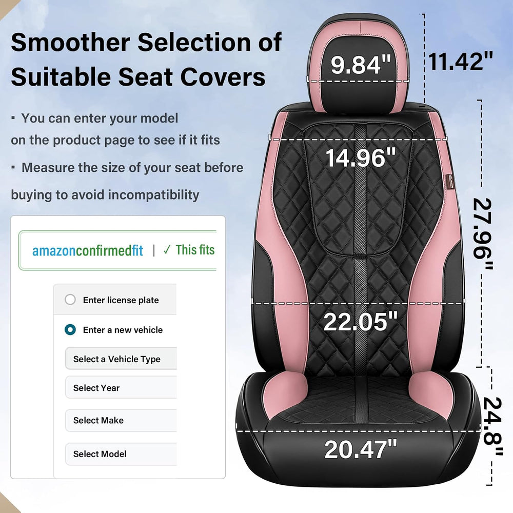 Coverado Car Seat Cover, Luxury Diamond-Pattern Leather Seat Covers Full Set,...